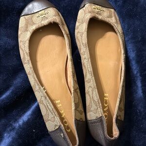 Coach Tan and Brown Quilted Flats